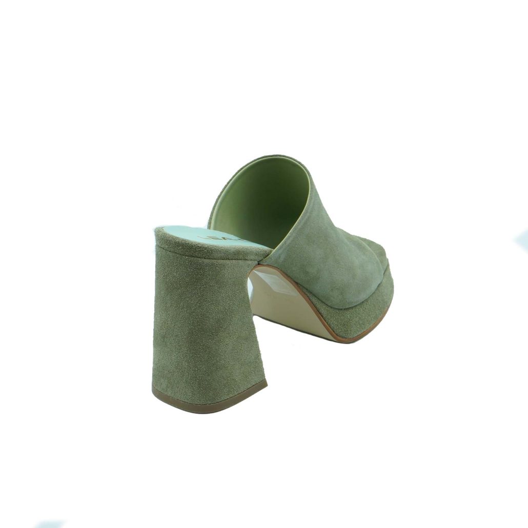 Lea Gu sabot in camoscio, fascia frontale, tacco ricoperto 100mm plateau 20mm Novità