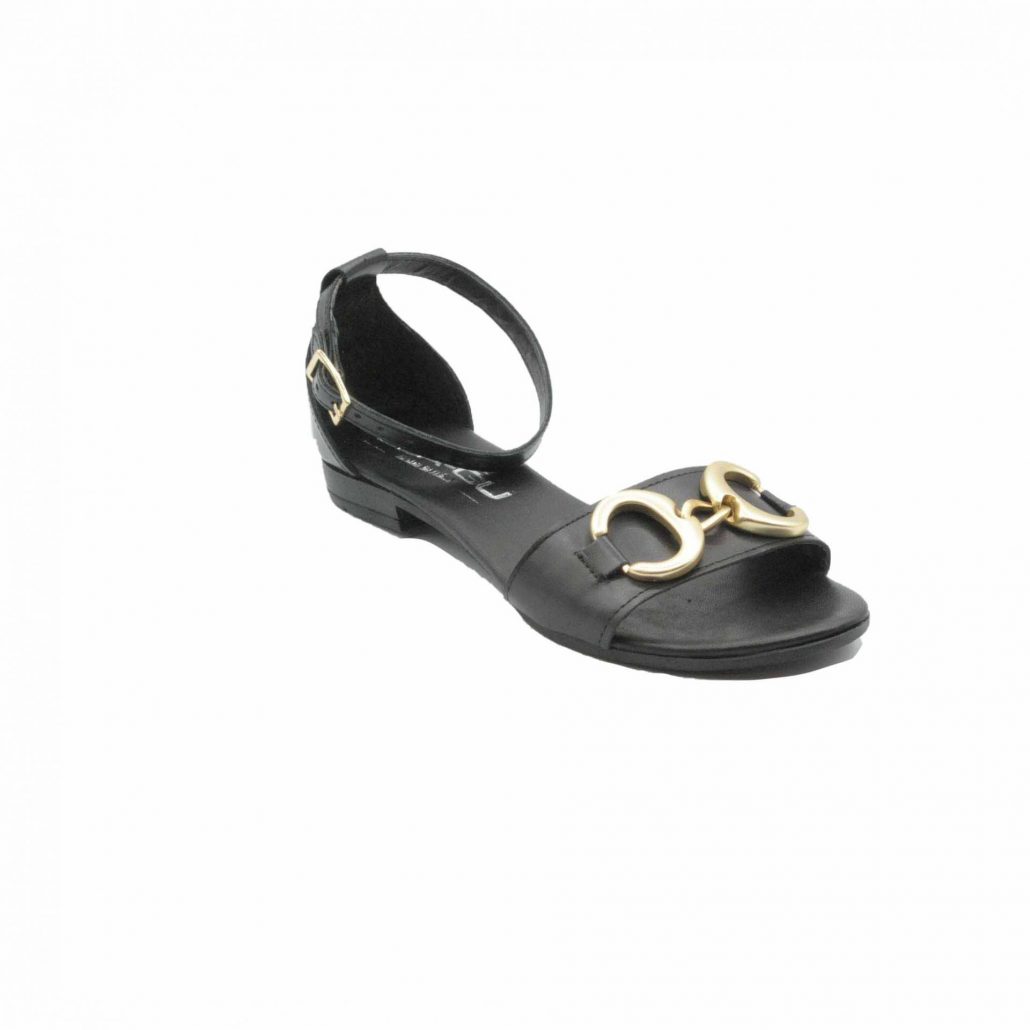 Lea Gu sandalino in nappa, fascia centrale con accessorio, allacciato in caviglia, tacco 15 mm Presa