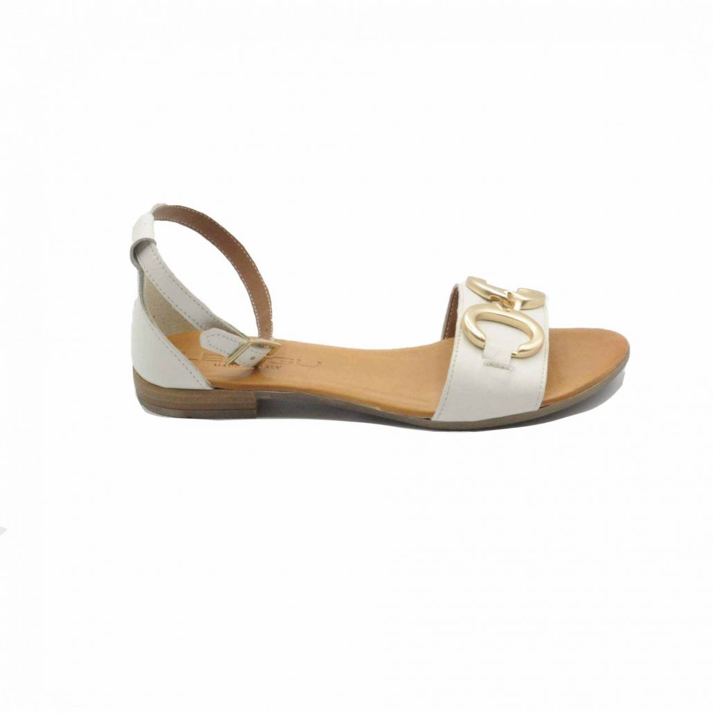 Lea Gu sandalino in nappa, fascia centrale con accessorio, allacciato in caviglia, tacco 15 mm Presa