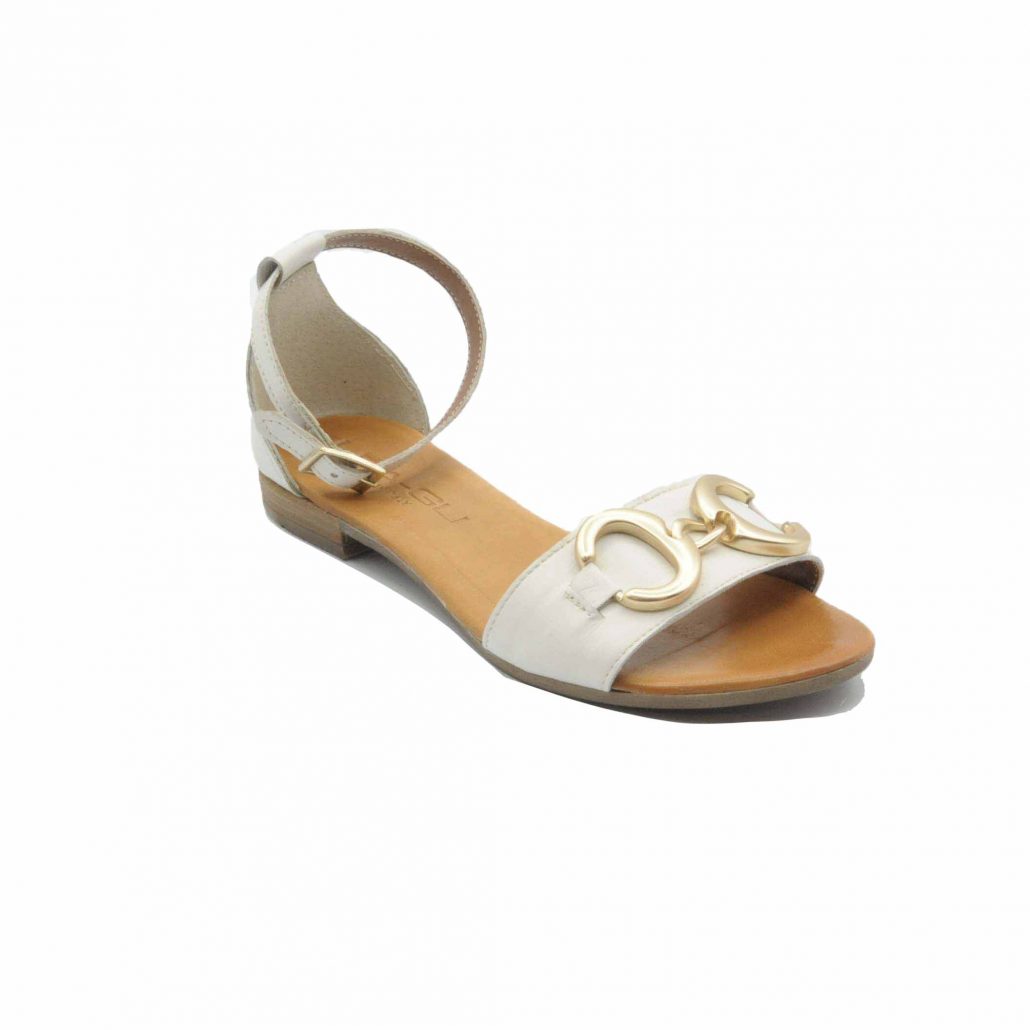 Lea Gu sandalino in nappa, fascia centrale con accessorio, allacciato in caviglia, tacco 15 mm Presa