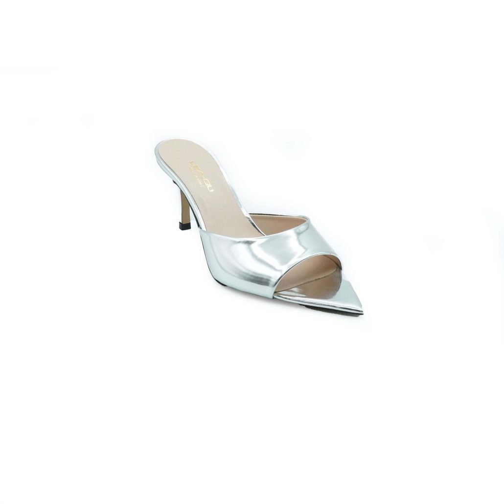 Lea Gu sandalo con tacco in nappa specchio, fascia frontale, tacco 60mm In Vendita