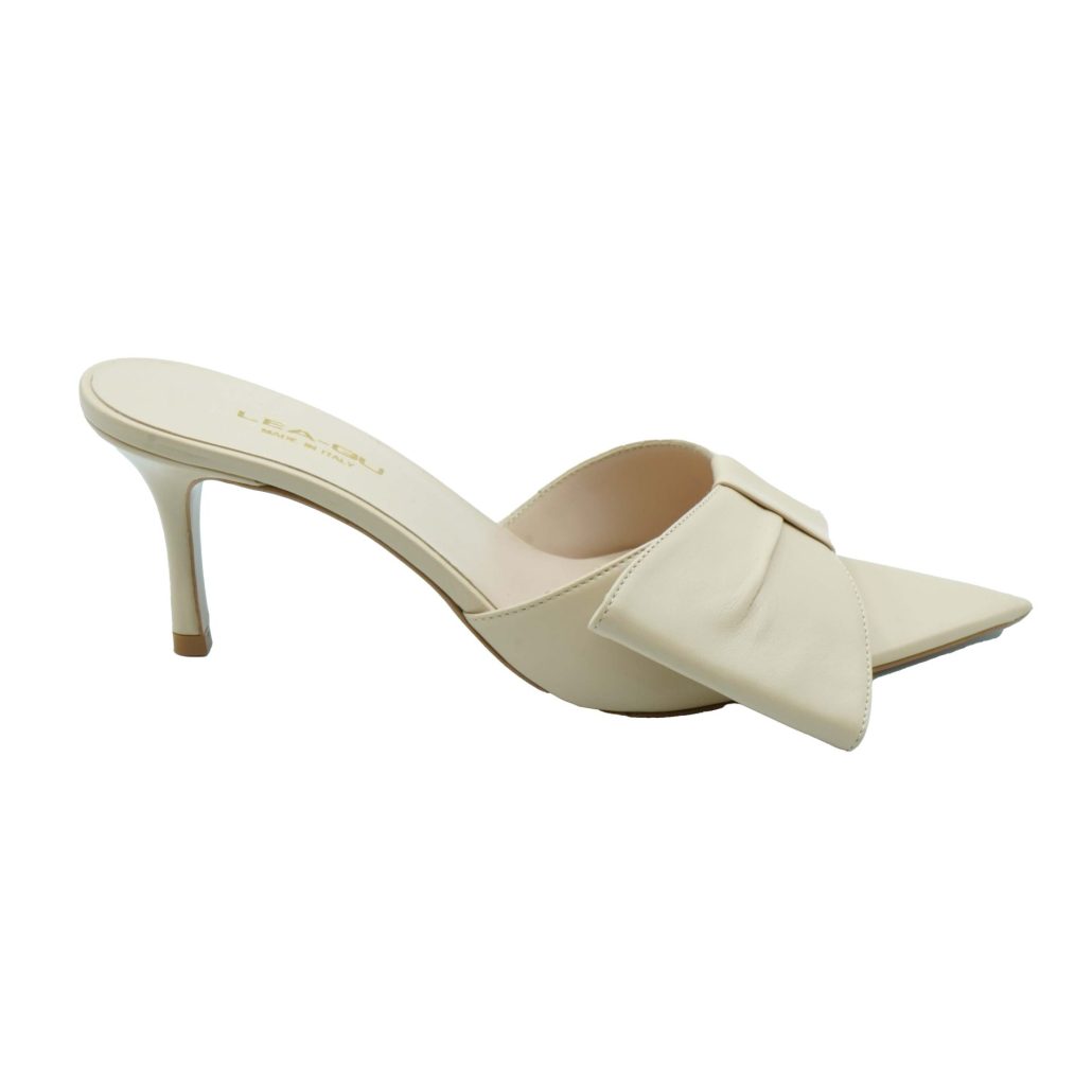 Lea Gu sandalo con tacco in nappa, fascia e fiocco frontale, tacco 60mm Saldi