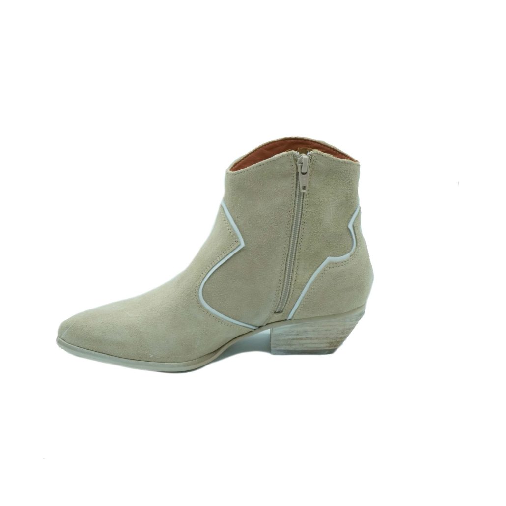 Lea Gu texano in camoscio con inserti in nappa, zip interna, tacco 40 mm Moda