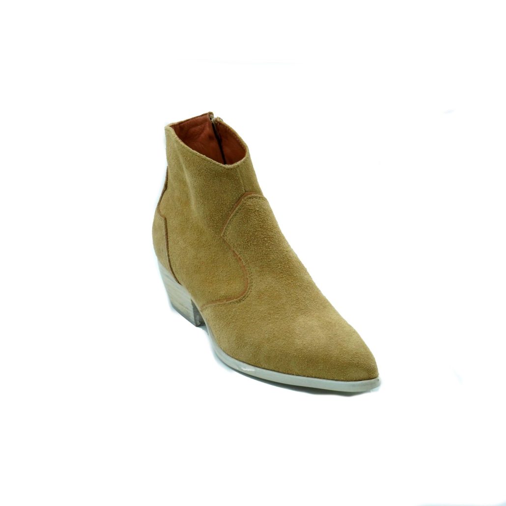 Lea Gu texano in camoscio con inserti in nappa, zip interna, tacco 40 mm Moda