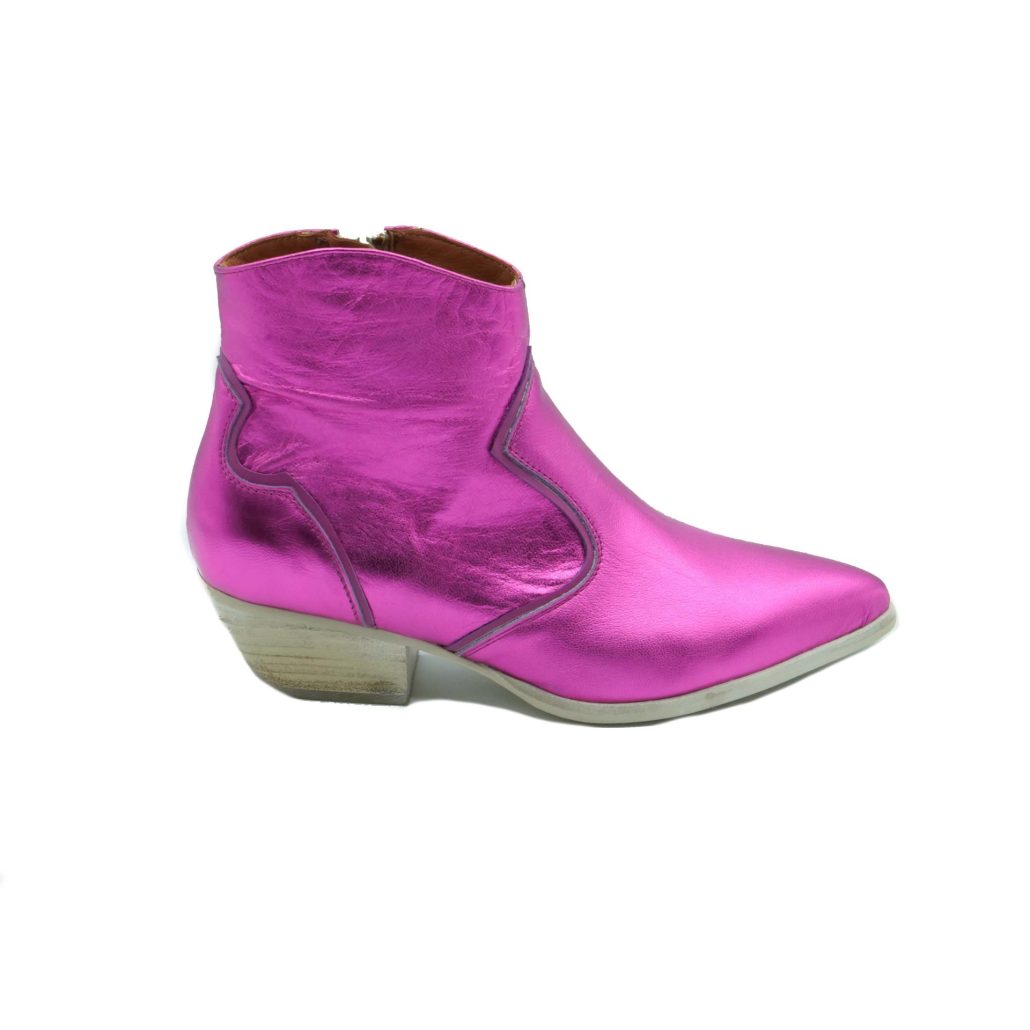 Lea Gu texano in nappa laminata con inserti in nappa, zip interna, tacco 40mm Italy