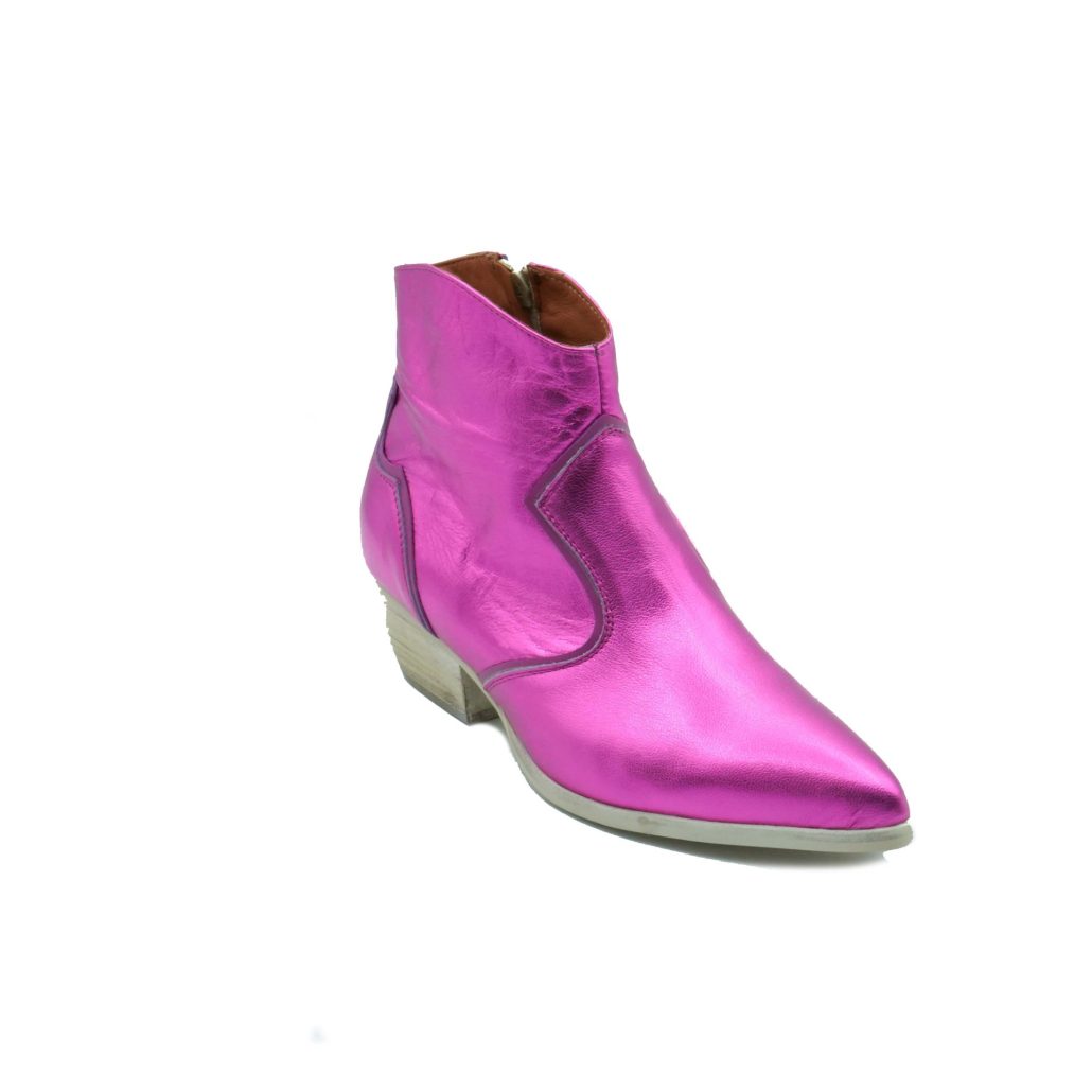 Lea Gu texano in nappa laminata con inserti in nappa, zip interna, tacco 40mm Italy