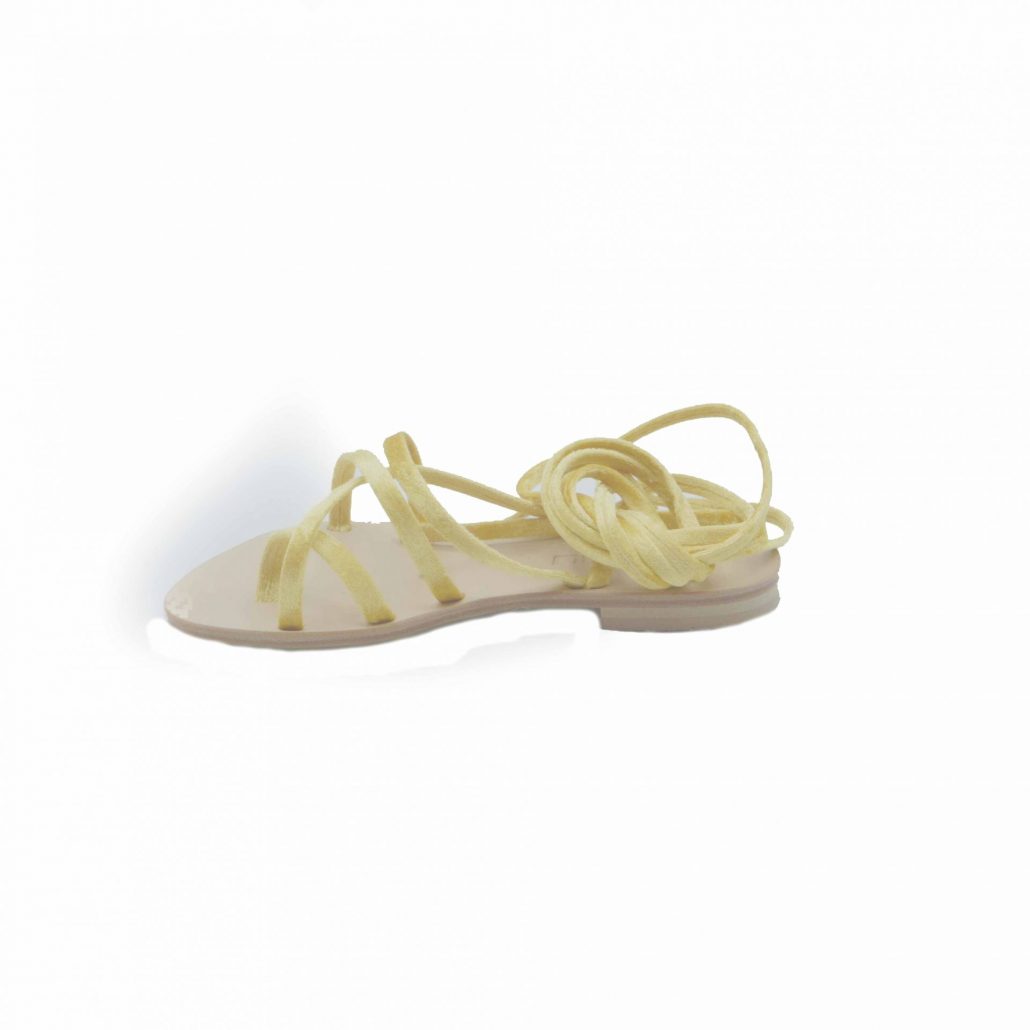 Lea Gu ciabattina infradito in velluto, incrocio frontale, lacci fino al ginocchio, tacco 10 mm 2025