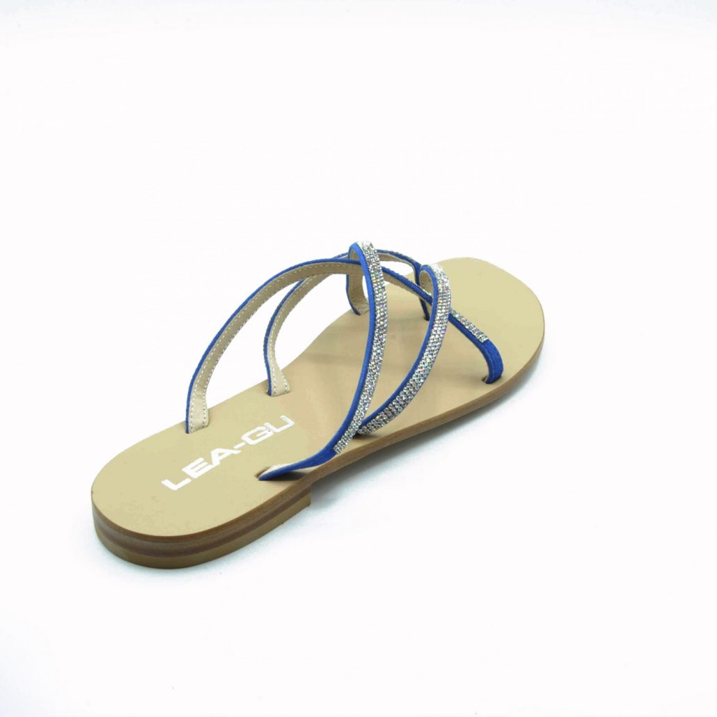 Lea Gu infradito in camoscio, incrocio con strass frontale, tacco 15 mm Qualità
