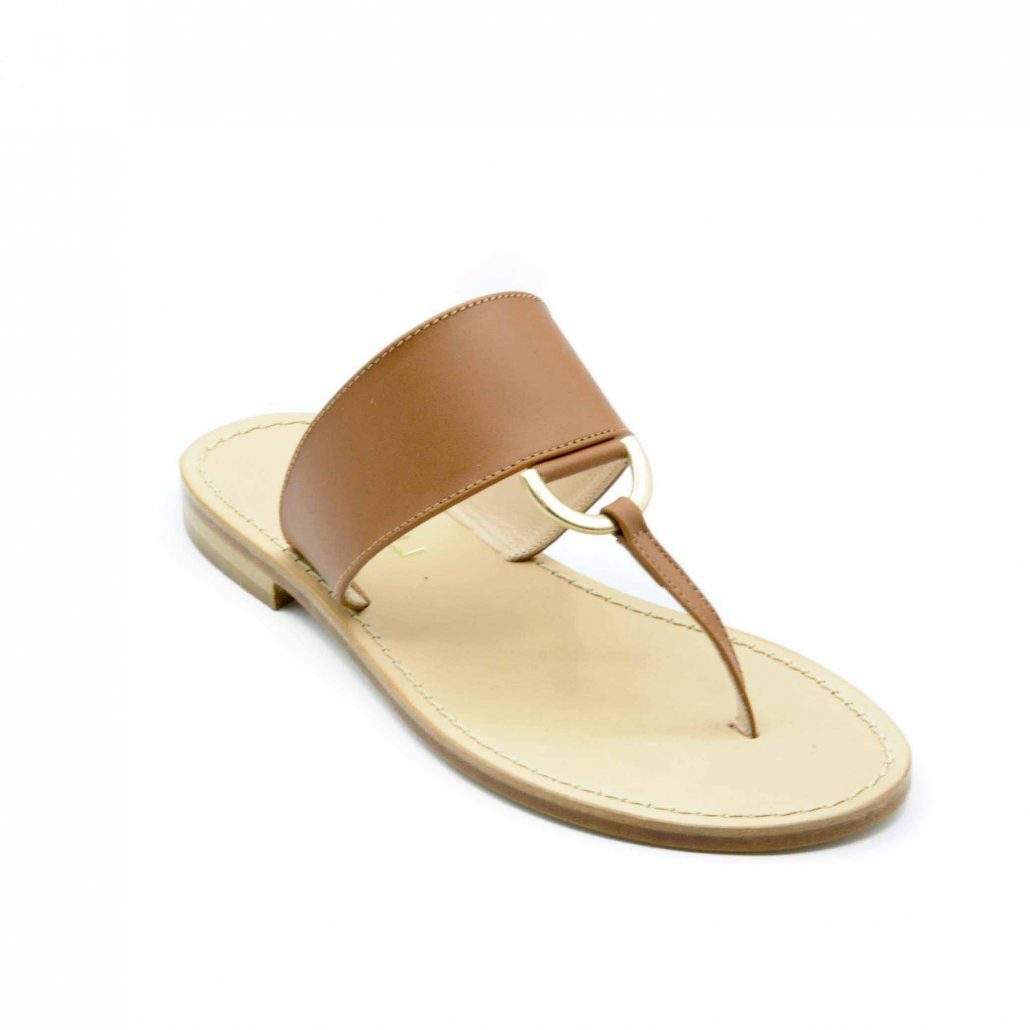 Lea Gu infradito in nappa, accessorio oro frontale, tacco 10 mm Promozione