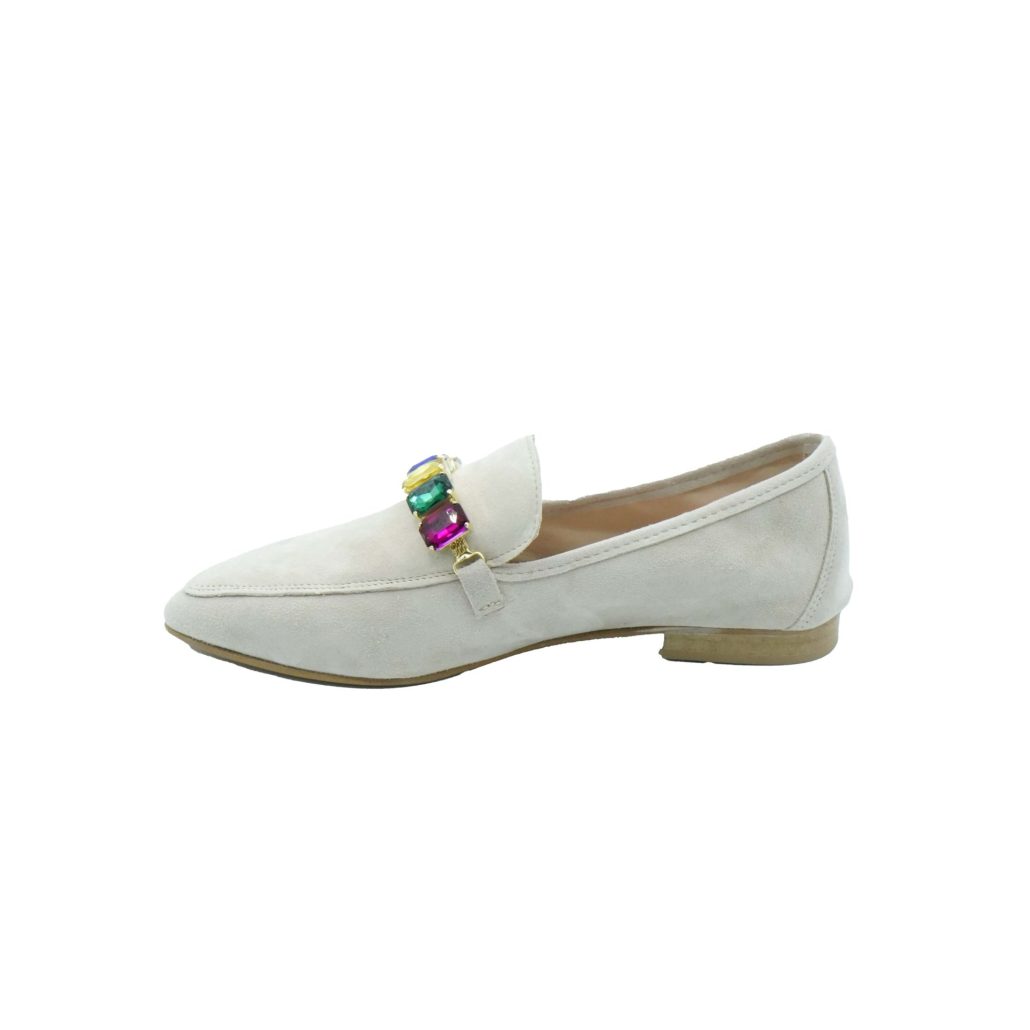 Lea Gu mocassino in camoscio, accessorio frontale, tacco 10mm Pezzi Unici