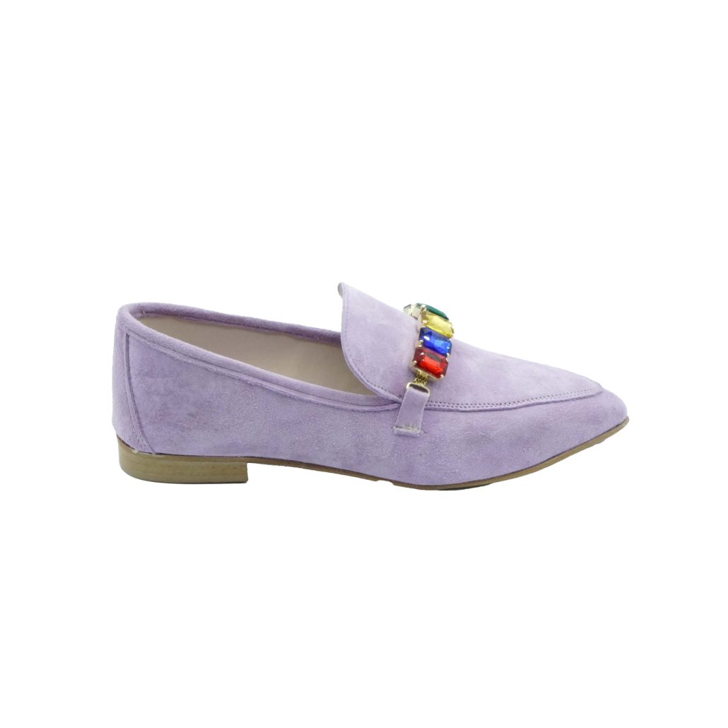 Lea Gu mocassino in camoscio, accessorio frontale, tacco 10mm Pezzi Unici