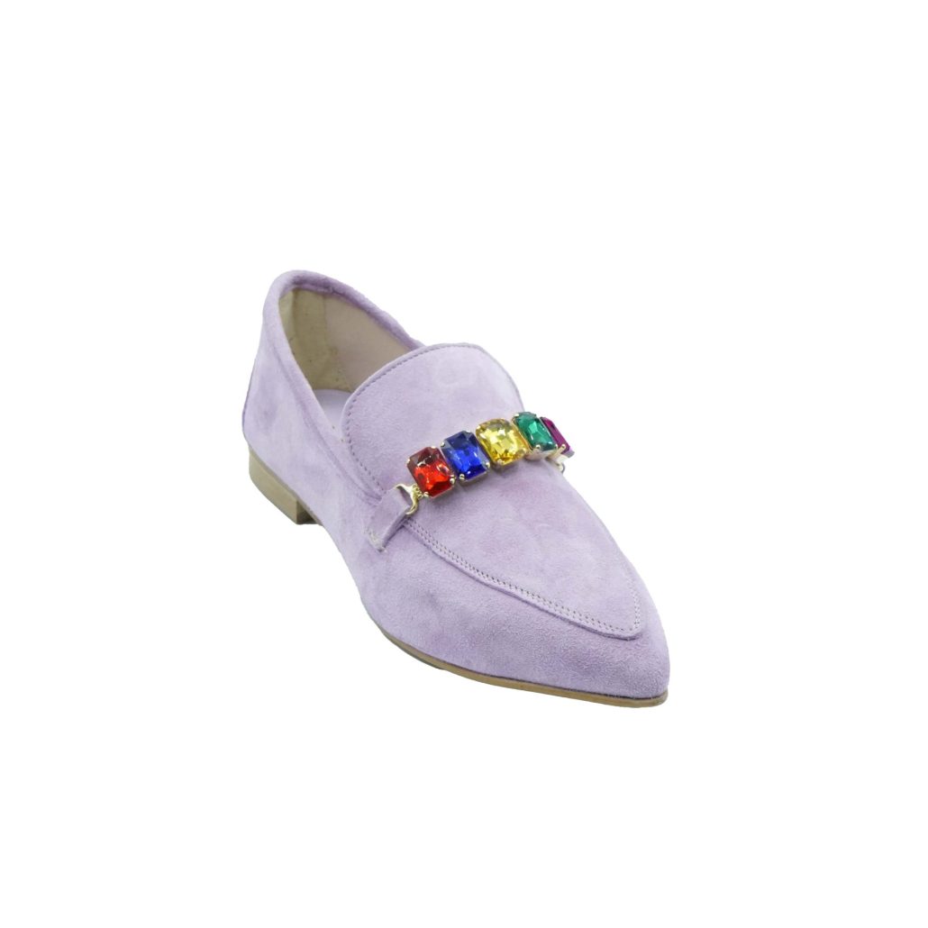 Lea Gu mocassino in camoscio, accessorio frontale, tacco 10mm Pezzi Unici
