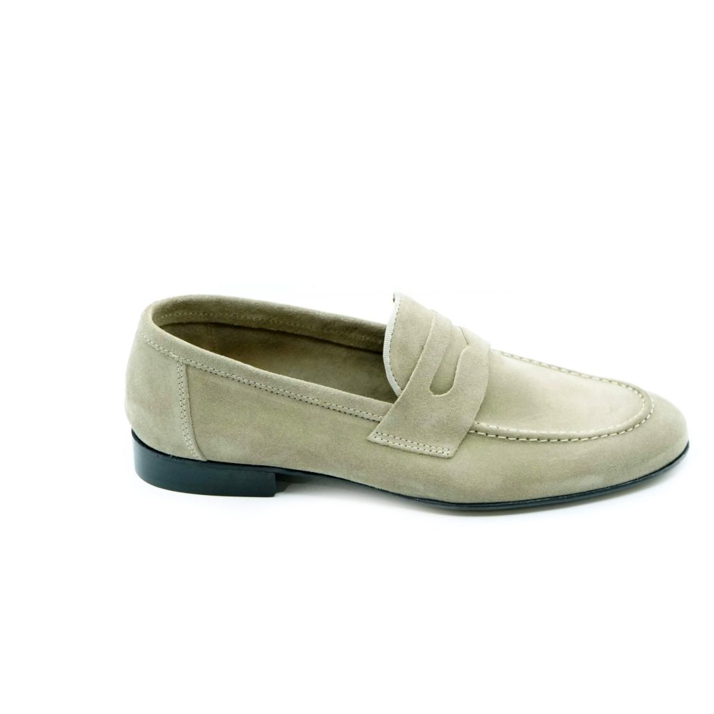Lea Gu mocassino in camoscio, bocca di leone frontale, tacco 20mm Qualità Garantita