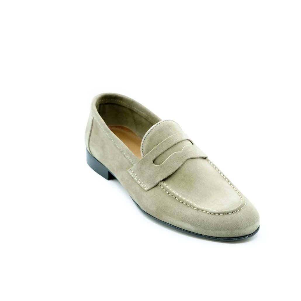 Lea Gu mocassino in camoscio, bocca di leone frontale, tacco 20mm Qualità Garantita