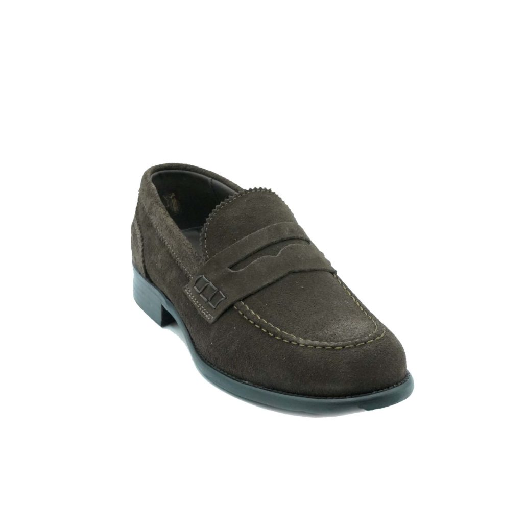 Lea Gu mocassino in camoscio, bocca di leone frontale, tacco 25mm Negozi Online