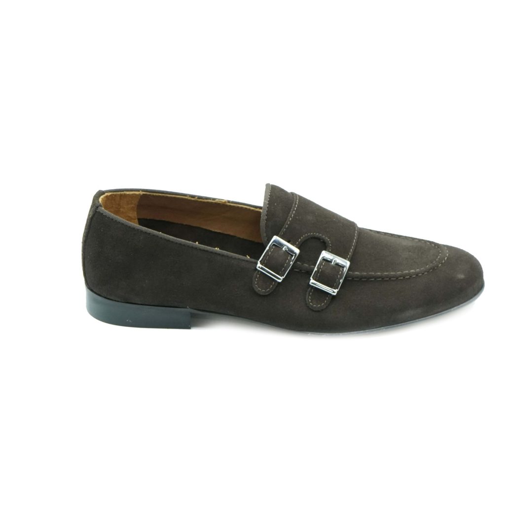 Lea Gu mocassino in camoscio, doppia fibbia frontale, tacco 20mm Acquista Ora