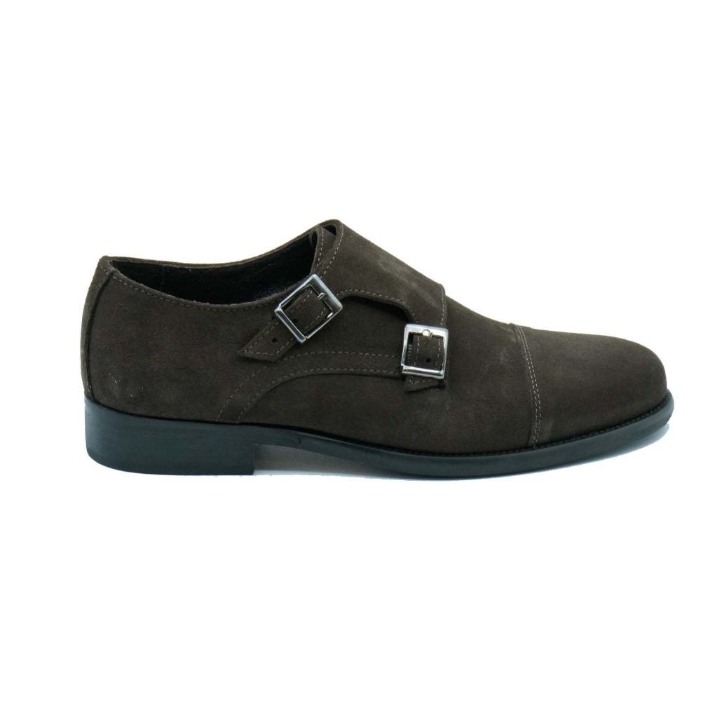 Lea Gu mocassino in camoscio, doppia fibbia frontale, tacco 25mm Consegna Veloce