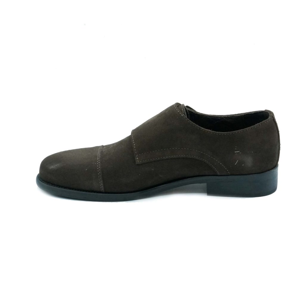 Lea Gu mocassino in camoscio, doppia fibbia frontale, tacco 25mm Consegna Veloce