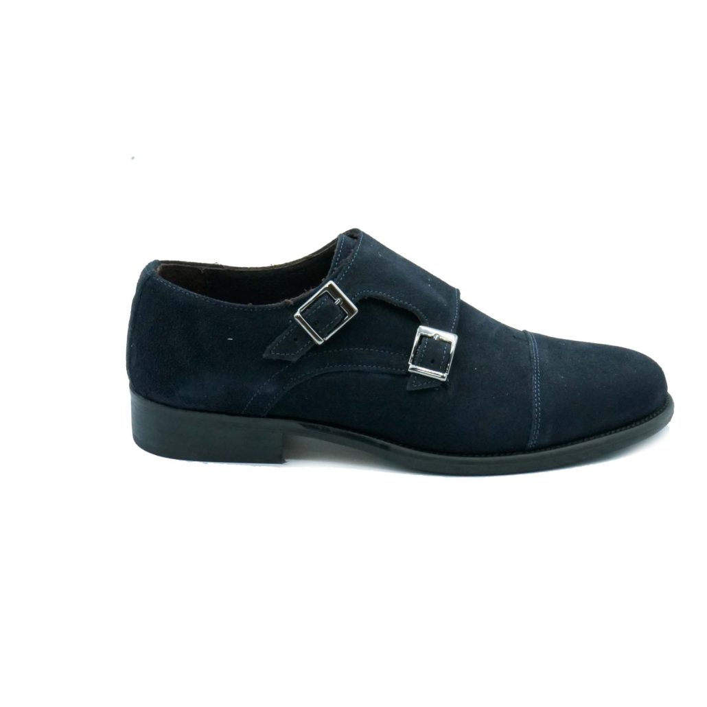 Lea Gu mocassino in camoscio, doppia fibbia frontale, tacco 25mm Consegna Veloce