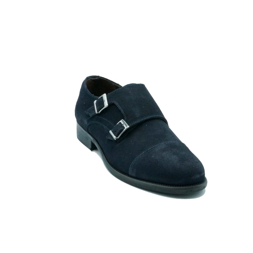 Lea Gu mocassino in camoscio, doppia fibbia frontale, tacco 25mm Consegna Veloce