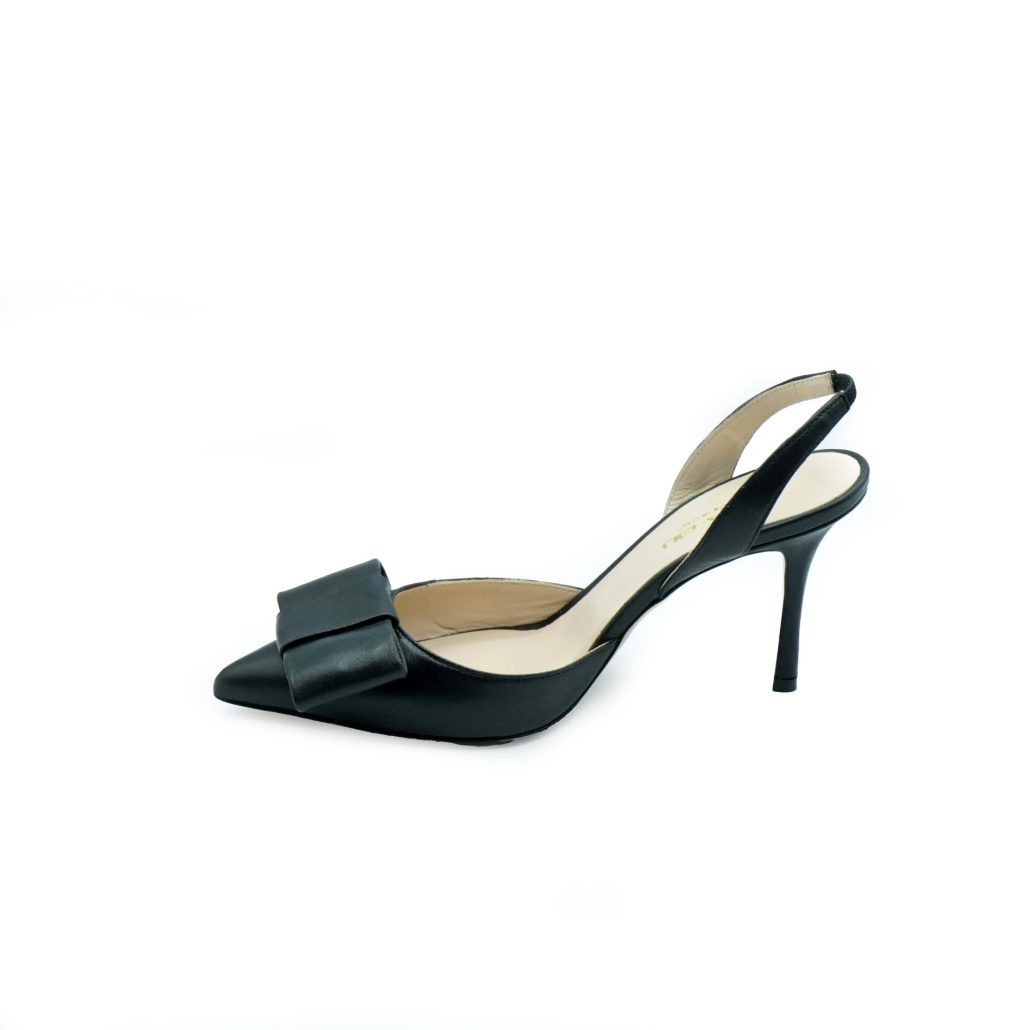 Lea Gu slingback in nappa, fiocco frontale, tacco 85mm Prezzo Ridotto