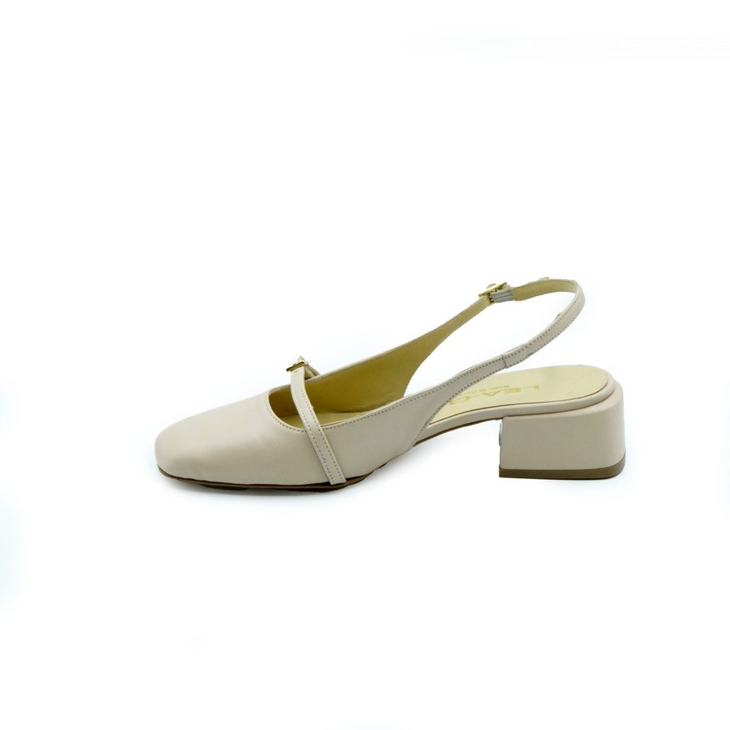 Lea Gu slingback in nappa, punta quadrata, cinturino frontale, tacco 35mm Novità