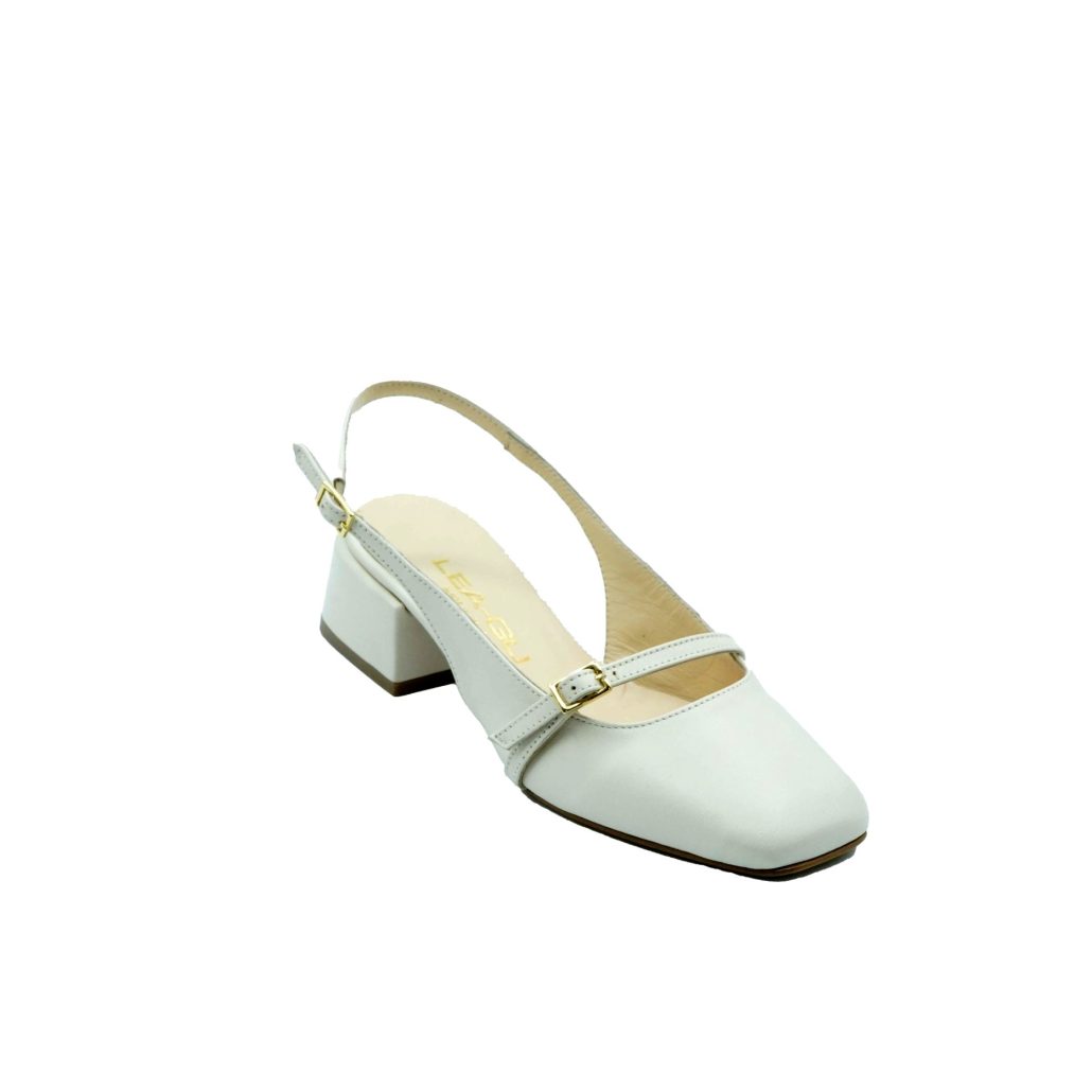 Lea Gu slingback in nappa, punta quadrata, cinturino frontale, tacco 35mm Novità
