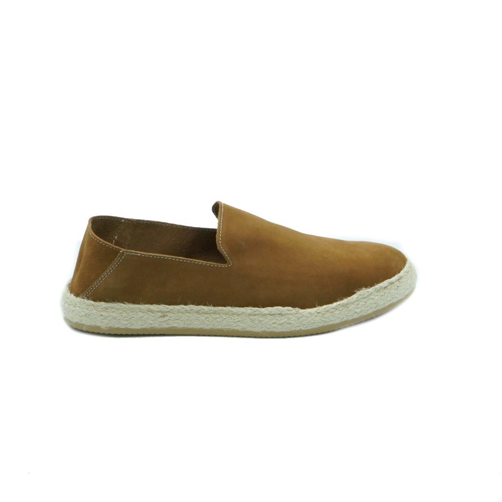 Lea Gu slip-on uomo in camoscio, fondo corda e gomma 20mm In Vendita