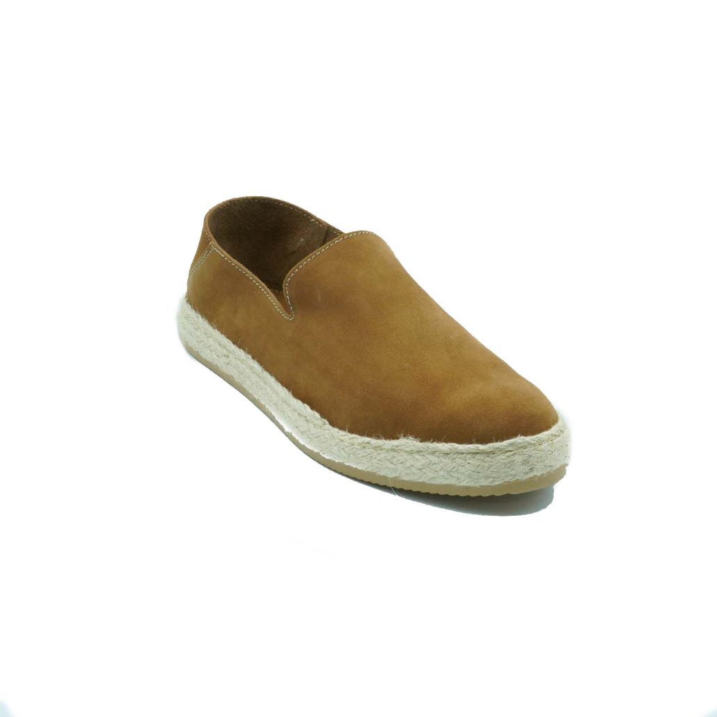 Lea Gu slip-on uomo in camoscio, fondo corda e gomma 20mm In Vendita