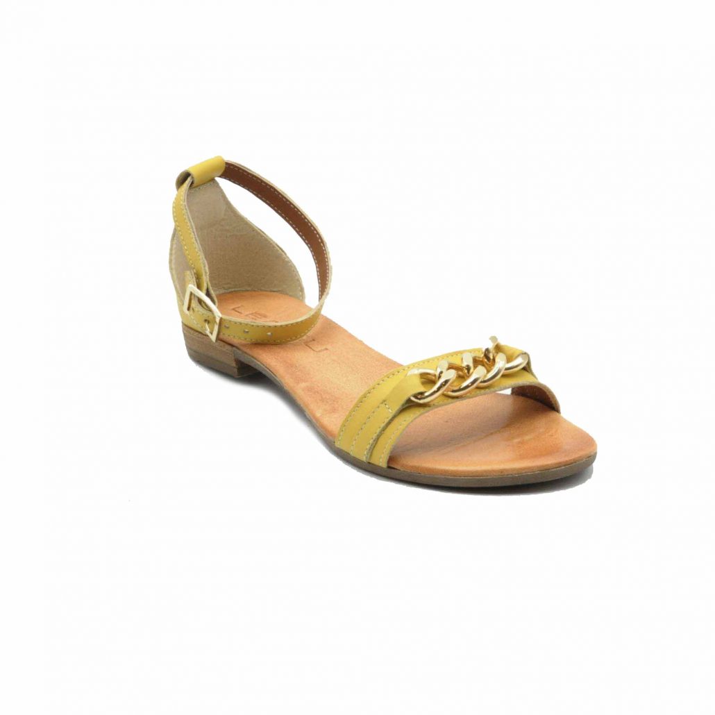Lea Gu sandalo in nappa, fascia con accessorio oro centrale, cinturino alla caviglia, tacco 15 mm Vendite Flash