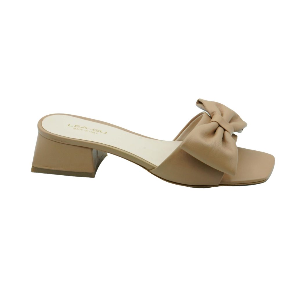 Lea Gu sandalo in nappa, fascia frontale con fiocco, tacco 30mm Nuova