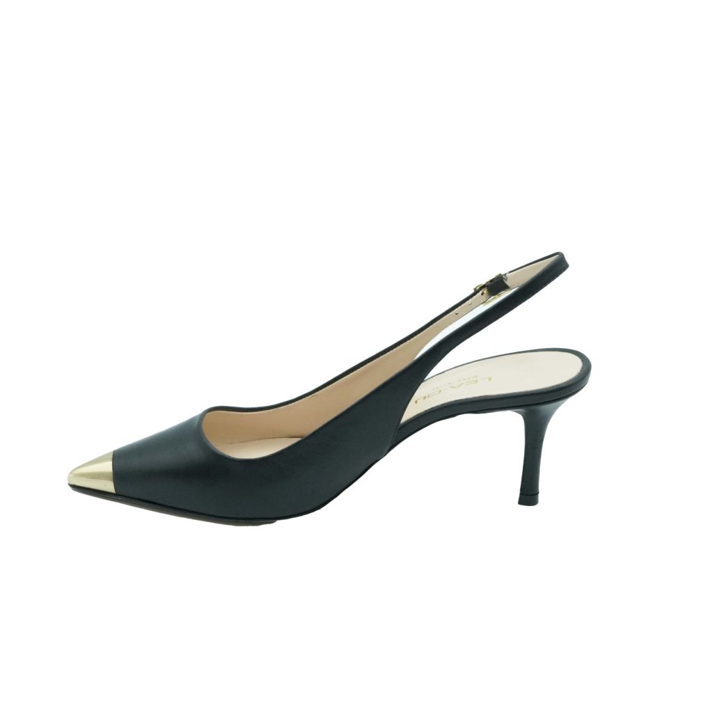 Lea Gu slingback in nappa con punta metallica, tacco 65mm Vendita