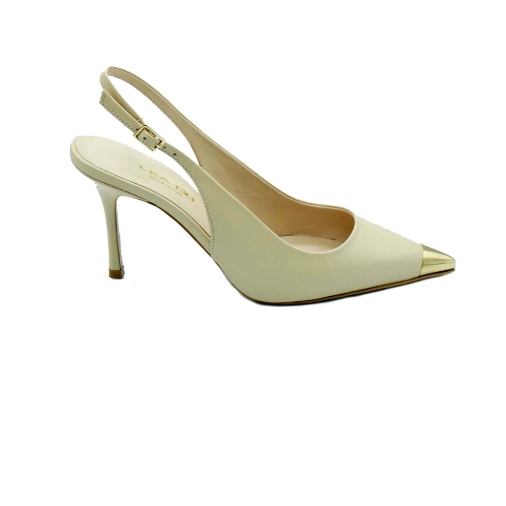 Lea Gu slingback in nappa con punta metallica, tacco 85mm Promozione