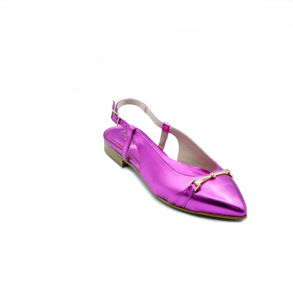 Lea Gu slingback in nappa laminata, accessorio frontale, tacco 10mm Soddisfazione Garantita