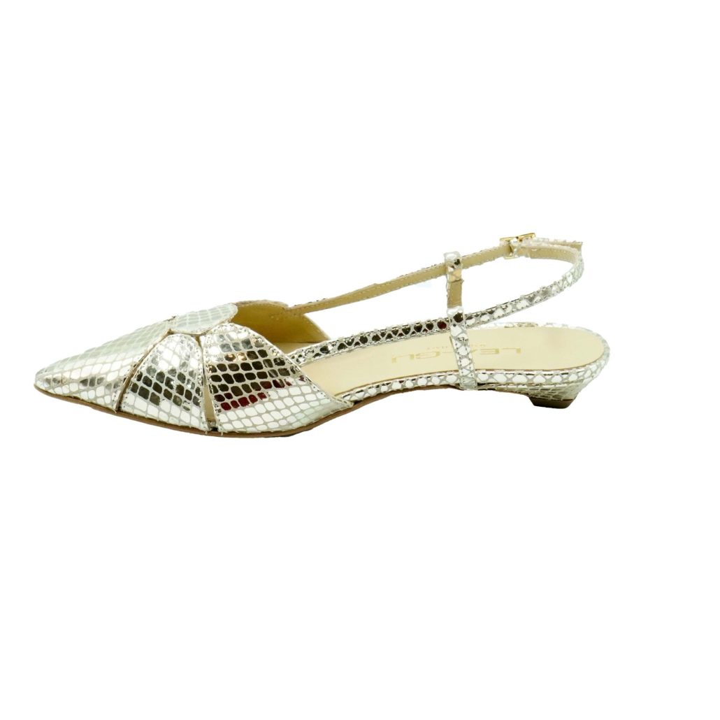 Lea Gu slingback in nappa stampata laminata ,tacco 30mm Negozi Online