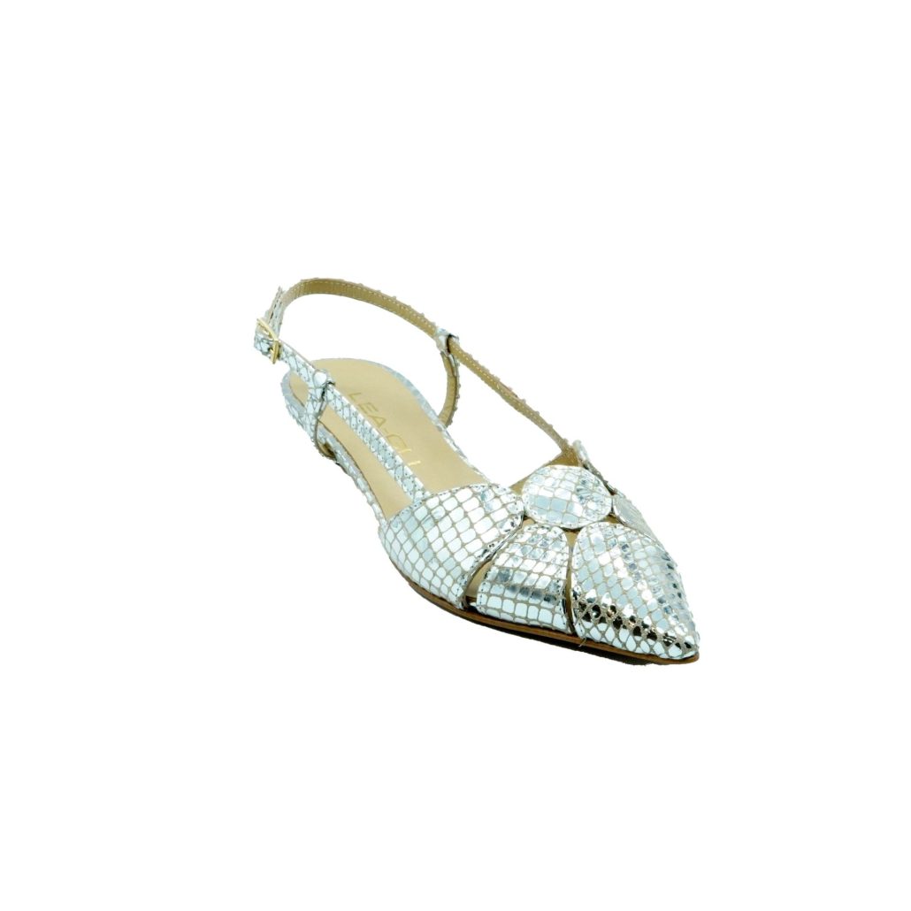 Lea Gu slingback in nappa stampata laminata ,tacco 30mm Negozi Online