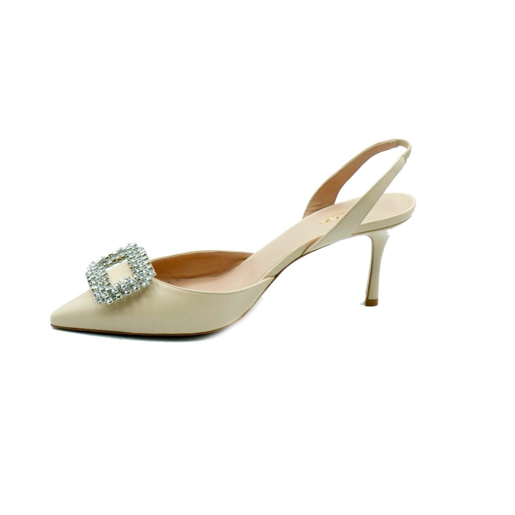 Lea Gu slingback in nappa, accessorio frontale, tacco 65mm Consegna Veloce
