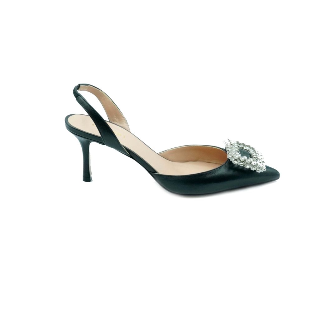 Lea Gu slingback in nappa, accessorio frontale, tacco 65mm Consegna Veloce