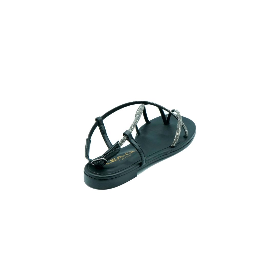 Lea Gu sandalo in nappa laminata, strass frontali, chiusura posteriore, tacco 10mm Economico