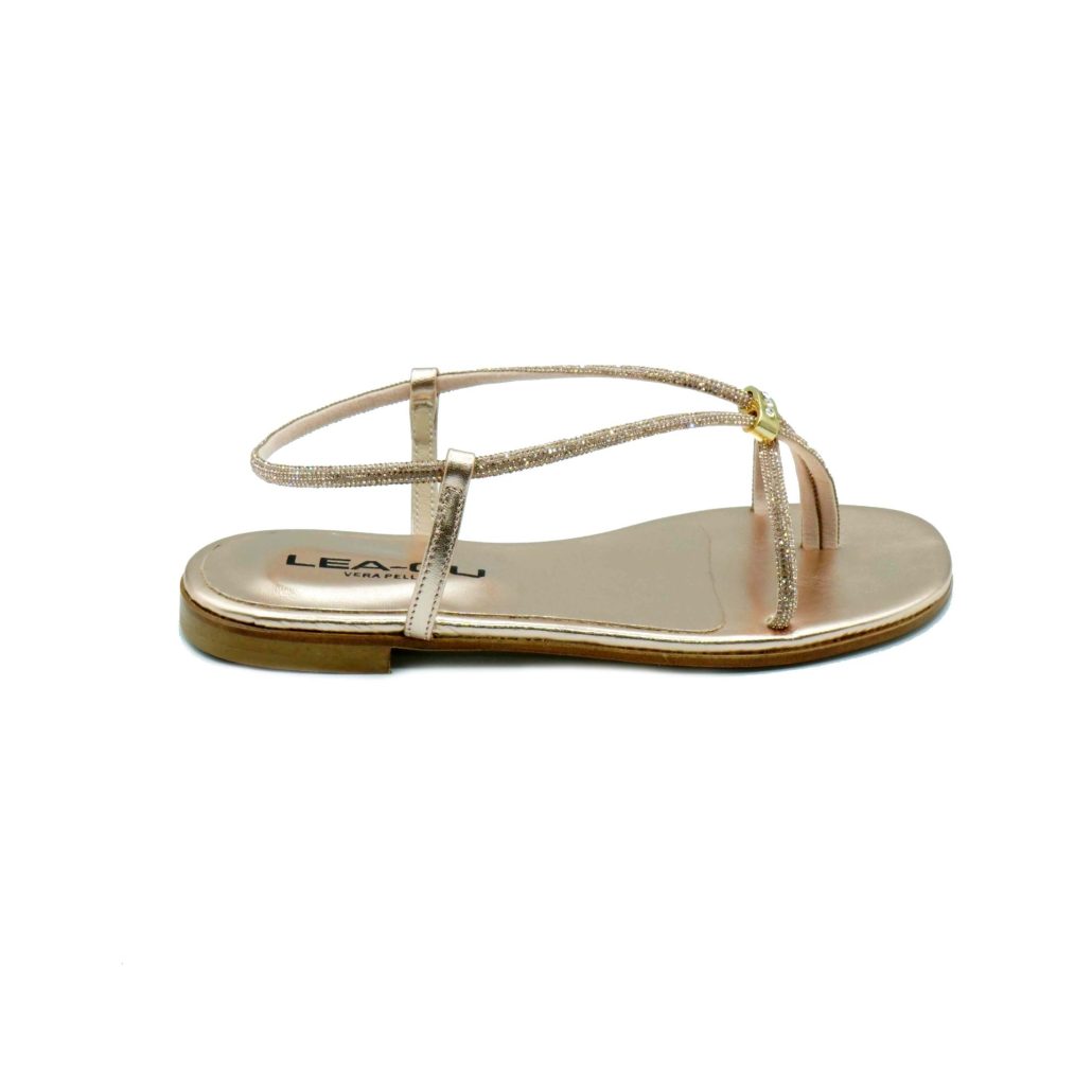 Lea Gu sandalo in nappa laminata, strass frontali, cinturino posteriore, tacco 10 mm Online