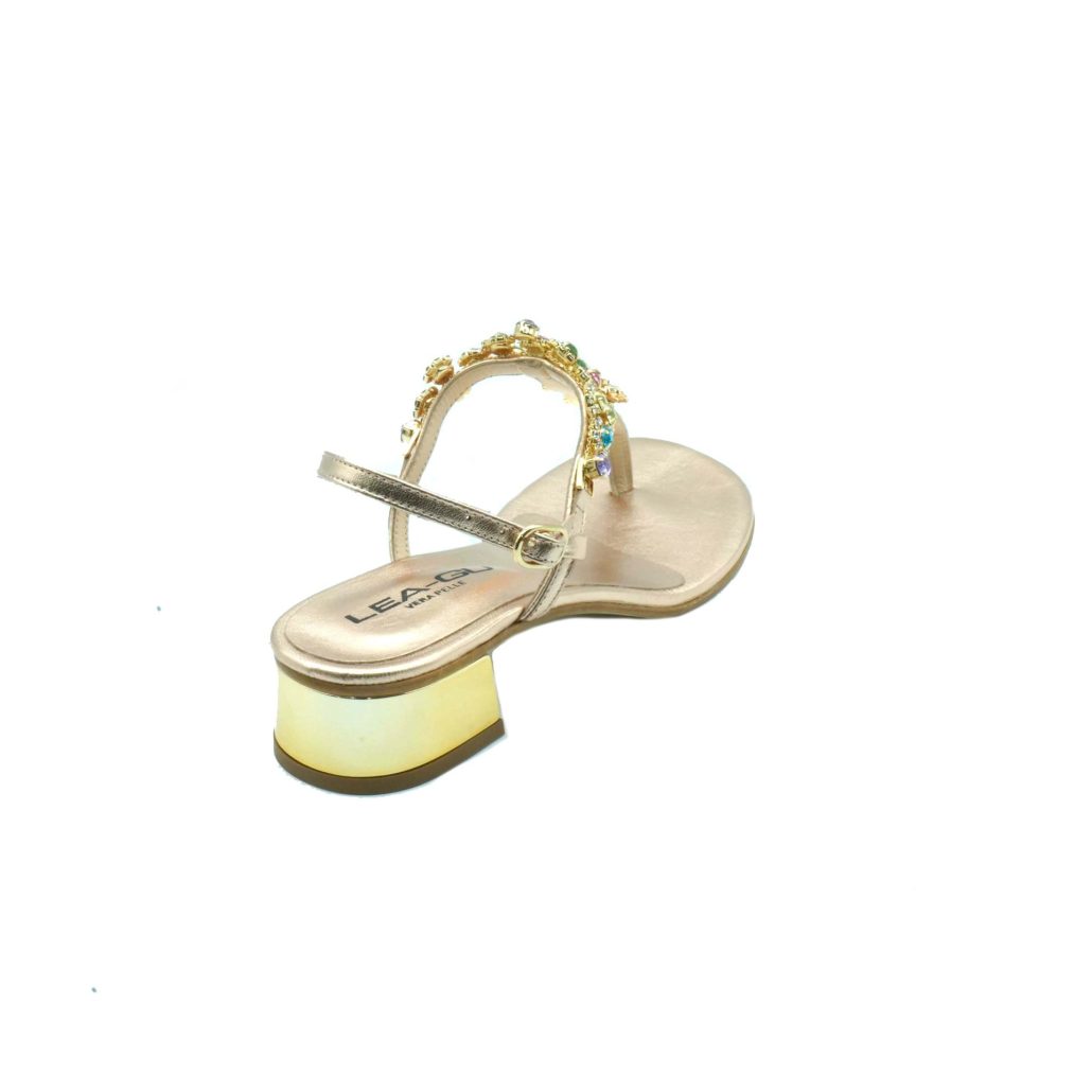 Lea Gu sandalo infradito in nappa, accessorio con swarovski frontale, chiusura posteriore, tacco 30mm In Saldo