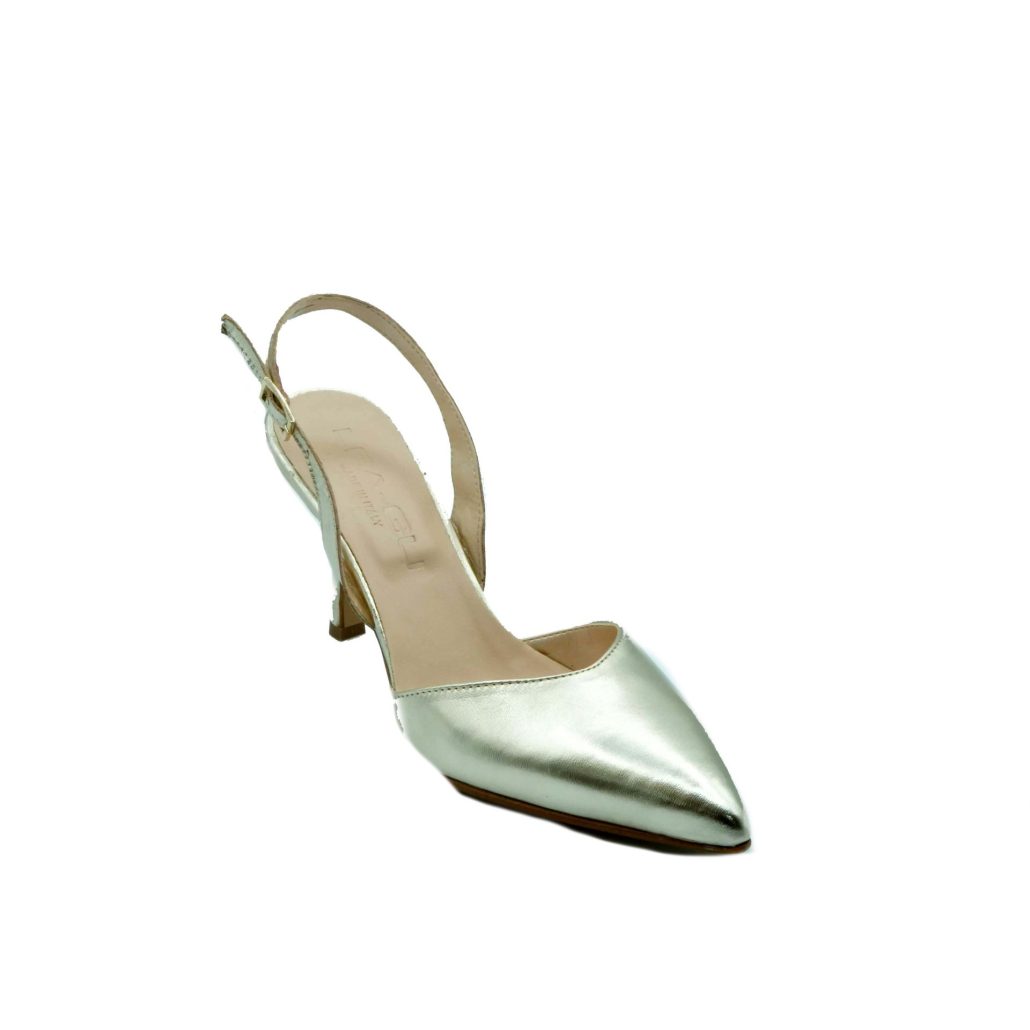 Lea Gu scarpa con tacco in nappa laminata, chiusura posteriore, tacco 65mm Italia