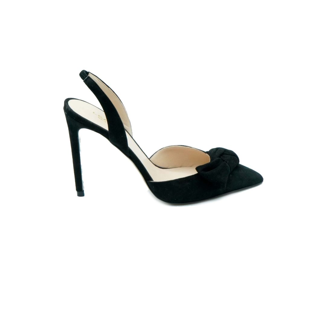 Lea Gu slingback in camoscio, fiocco frontale, tacco 100mm Sottocosto