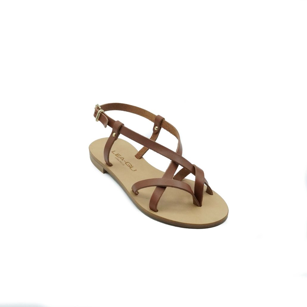 Lea Gu sandalo in nappa, incroci frontali, chiusura posteriore, tacco 10mm Outlet