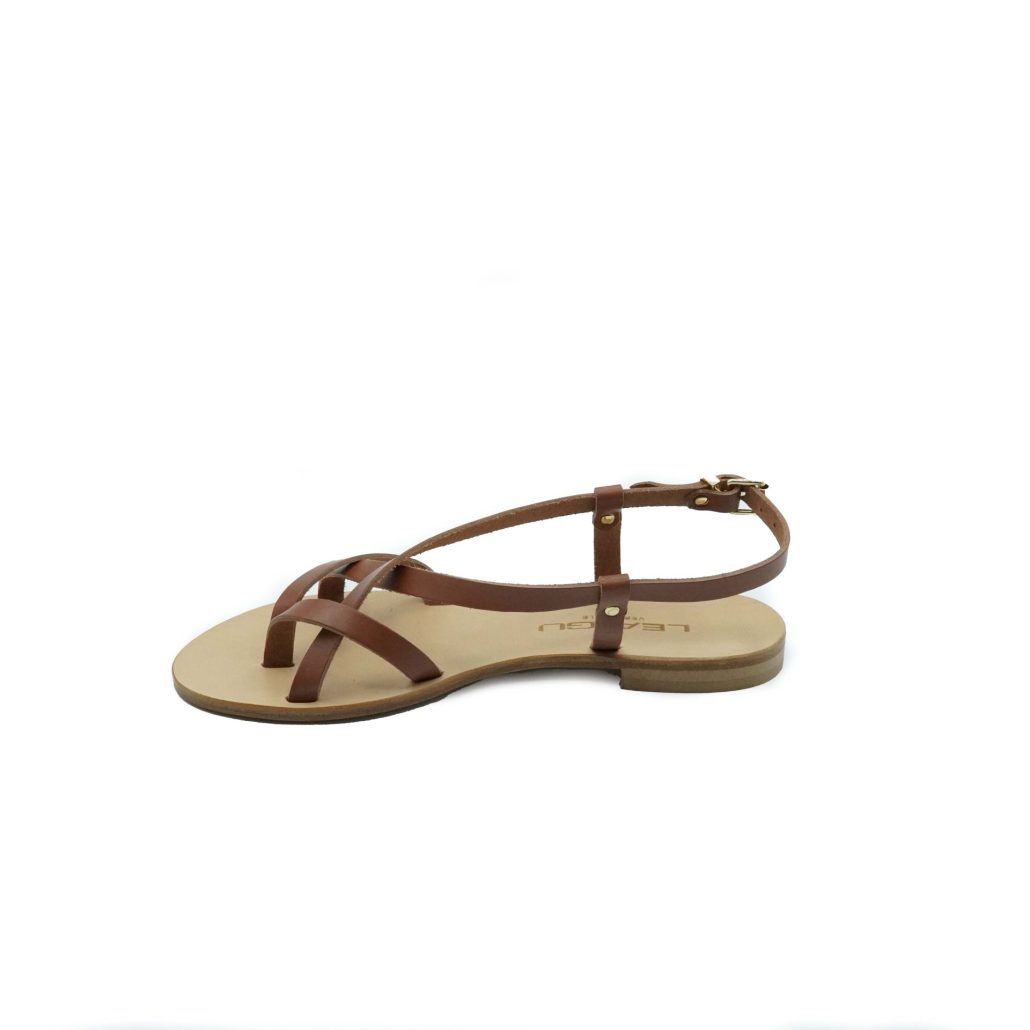 Lea Gu sandalo in nappa, incroci frontali, chiusura posteriore, tacco 10mm Outlet