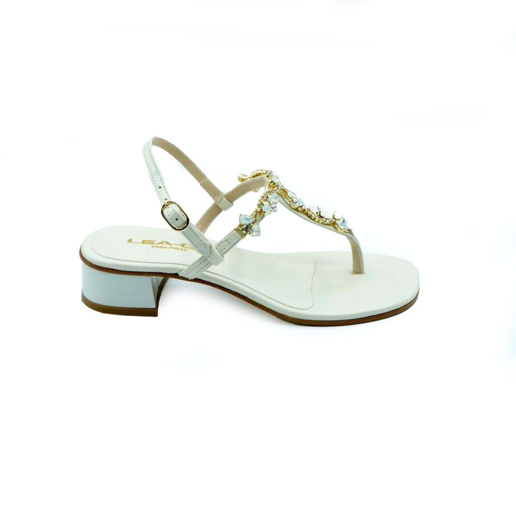 Lea Gu sandalo in nappa, pietre frontali, cinturino posteriore, tacco 30mm Vendita Calda