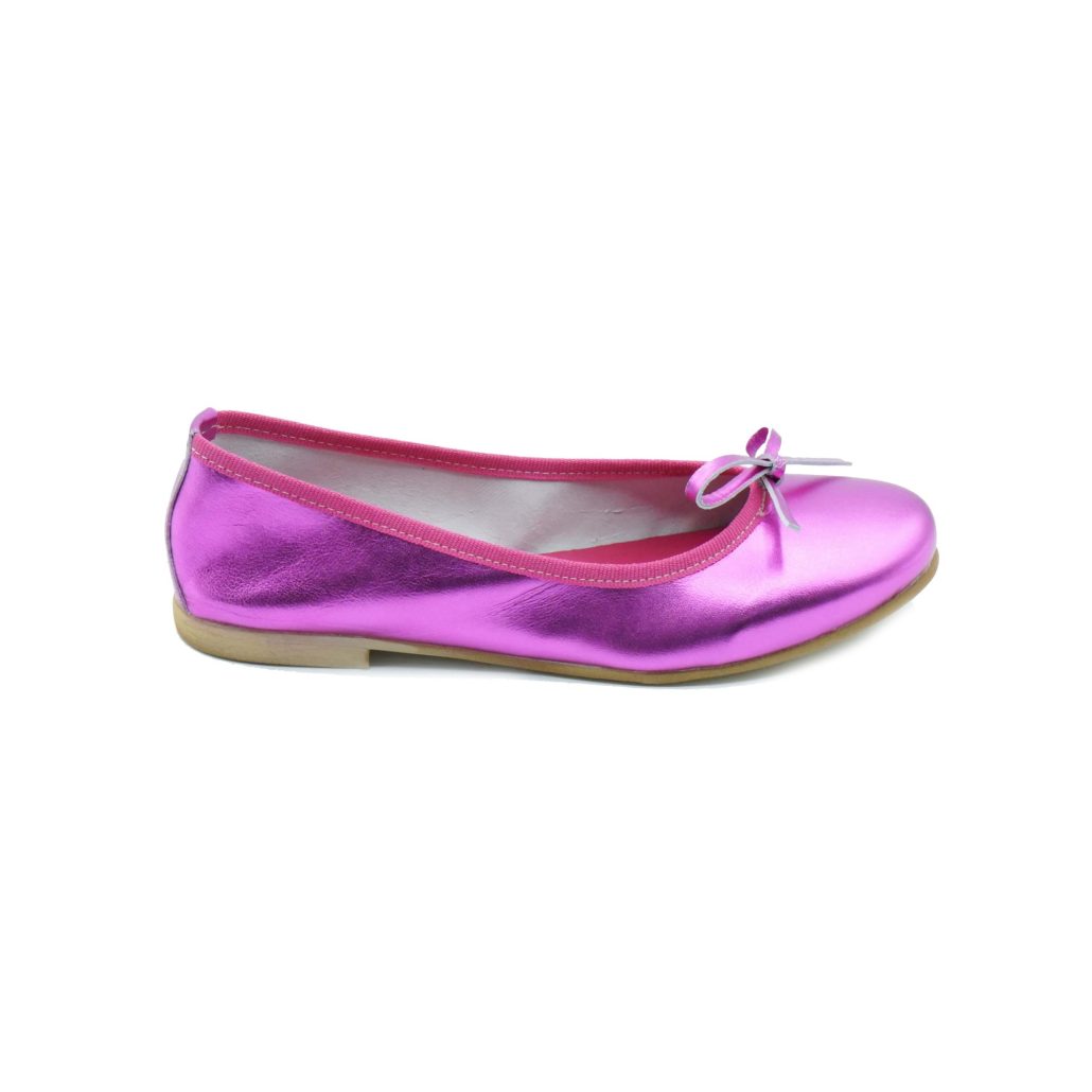Lea Gu ballerina in nappa laminata, fiocco frontale, tacco 10mm I Più Venduti