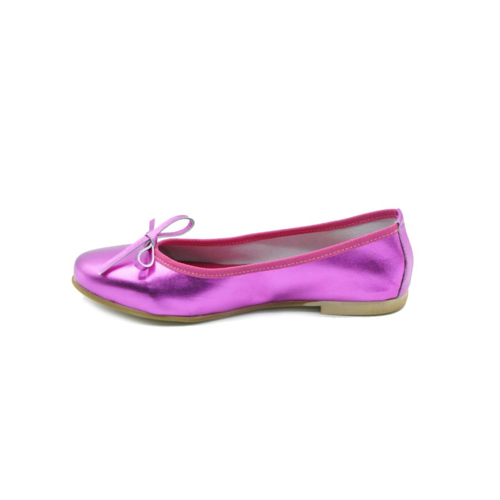 Lea Gu ballerina in nappa laminata, fiocco frontale, tacco 10mm I Più Venduti