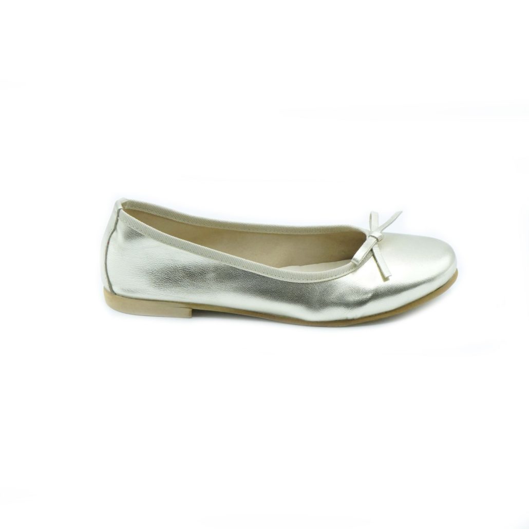 Lea Gu ballerina in nappa laminata, fiocco frontale, tacco 10mm I Più Venduti