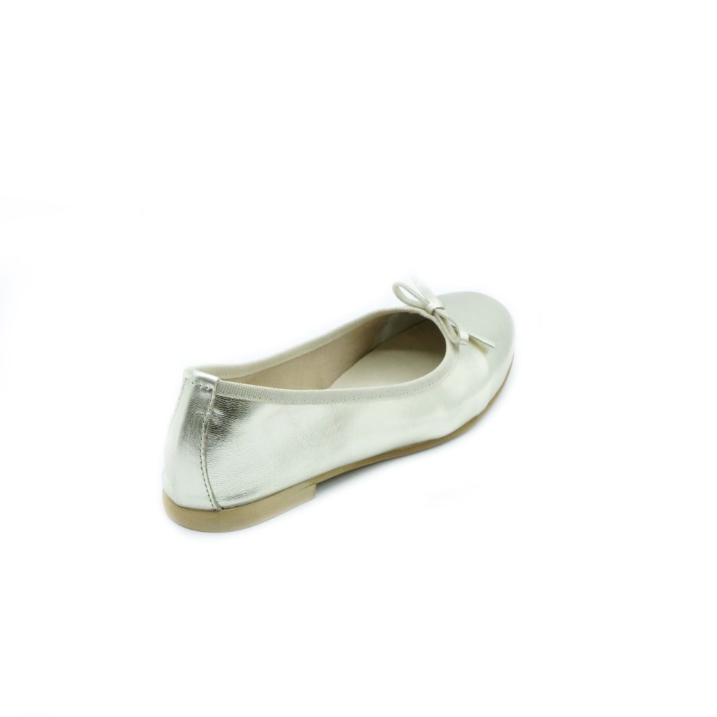 Lea Gu ballerina in nappa laminata, fiocco frontale, tacco 10mm I Più Venduti